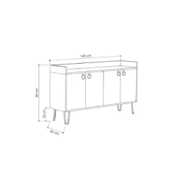 Madia per Soggiorno 4 Ante Antracite Tortora 140x36x80 cm