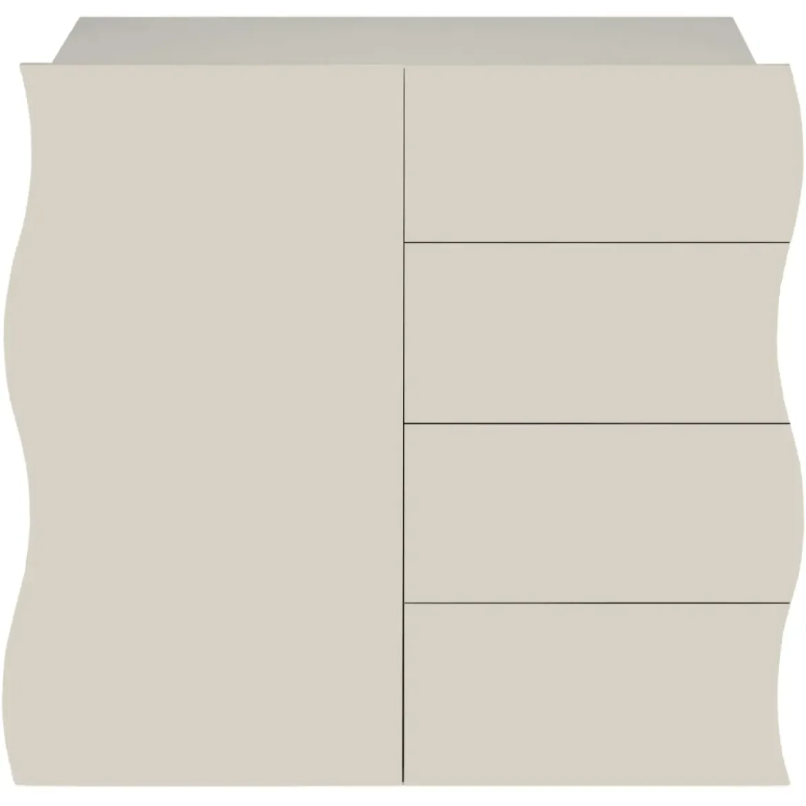 Madia Salvaspazio 1 Anta 4 Cassetti Credenza Legno Beige Cachemire