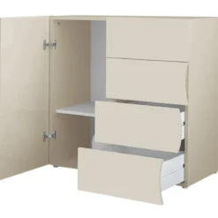Madia Salvaspazio 1 Anta 4 Cassetti Credenza Legno Beige Cachemire