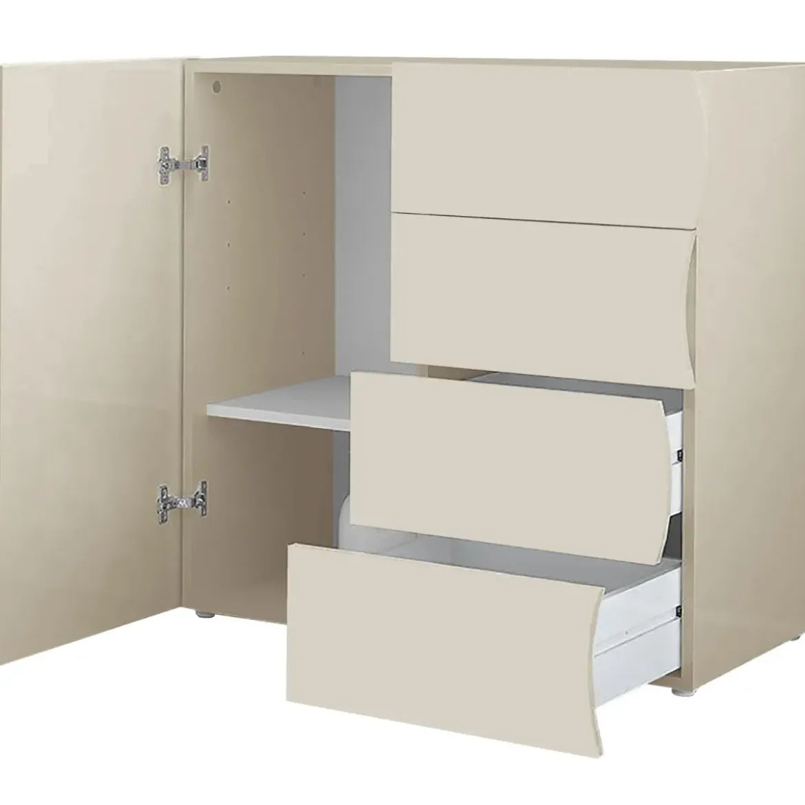 Madia Salvaspazio 1 Anta 4 Cassetti Credenza Legno Beige Cachemire
