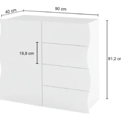 Madia Salvaspazio 1 Anta 4 Cassetti Credenza Legno Beige Cachemire
