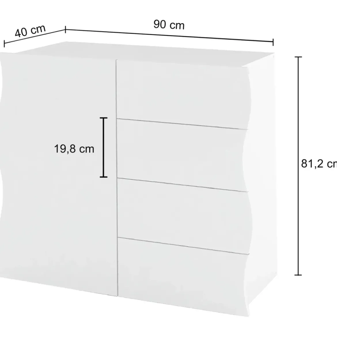 Madia Salvaspazio 1 Anta 4 Cassetti Credenza Legno Beige Cachemire
