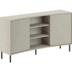 Madia Soggiorno Frontale Curvo 2 Ante 3 Ripiani Beige Salvaspazio