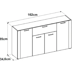 Madia Soggiorno Moderna 4 Ante 1 Cassetto Credenza Rovere Antracite