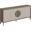 Madia Soggiorno Moderna 180 cm 4 Ante Beige Struttura Noce Piedini