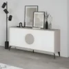 Madia Soggiorno Moderna 180 cm 4 Ante Bianco Tortora Moderno Piedini