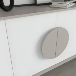 Madia Soggiorno Moderna 180 cm 4 Ante Bianco Tortora Moderno Piedini
