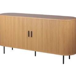 Madia Soggiorno Moderna 160 cm 2 Ante Scorrevoli Listellate Rovere MDF