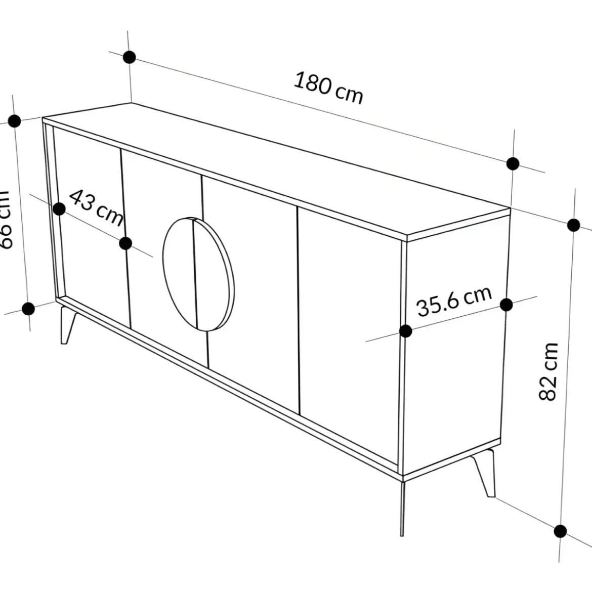 Madia Soggiorno Moderna 180 cm 4 Ante Bianco Antracite Moderno Piedini