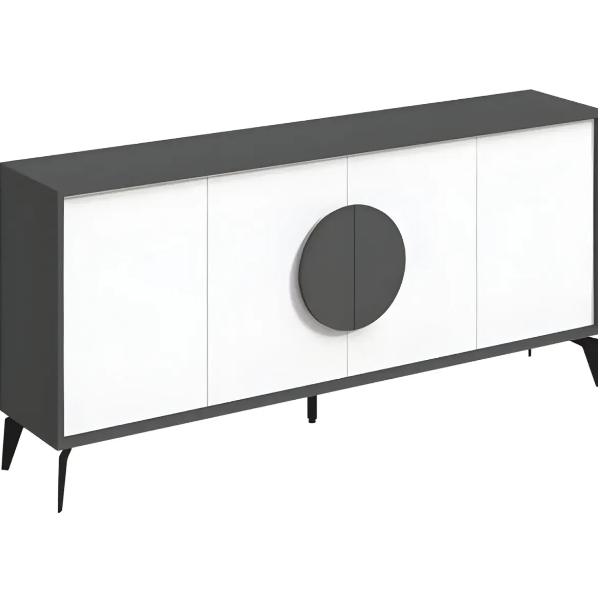 Madia Soggiorno Moderna 180 cm 4 Ante Bianco Antracite Moderno Piedini