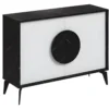 Madia Soggiorno Moderna 110 cm Bianco Nero Effetto Marmo Piedini