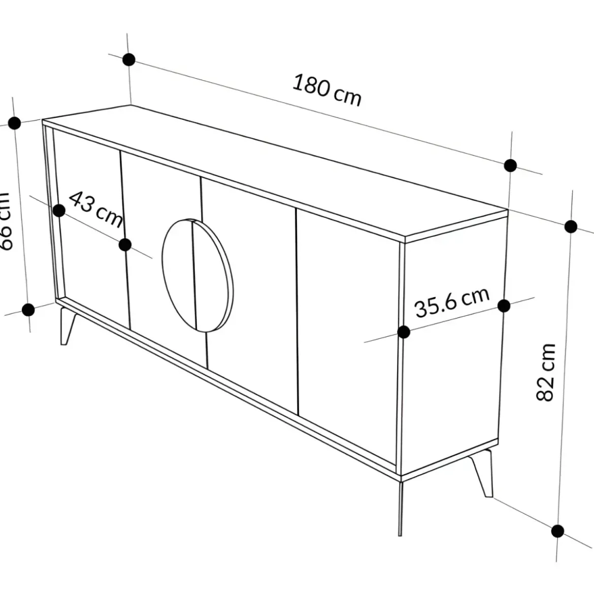 Madia Soggiorno Moderna 180 cm Rovere 4 Ante Effetto Marmo Piedini