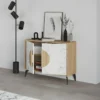 Madia Soggiorno Moderna 110 cm Rovere Bianco Effetto Marmo Piedini