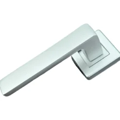 Maniglia Porta Blindata Kit Accessori Quadrato con Pomo Esterno Argento