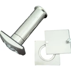Maniglia Porta Blindata Kit Accessori Quadrato con Pomo Esterno Argento