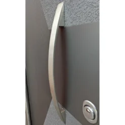 Maniglione Curvo 60cm Argento Piatto Mezzaluna per Porta Blindata da Ingresso
