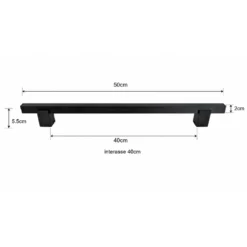 Maniglione Quadro Porta Blindata Nero 50cm Moderno