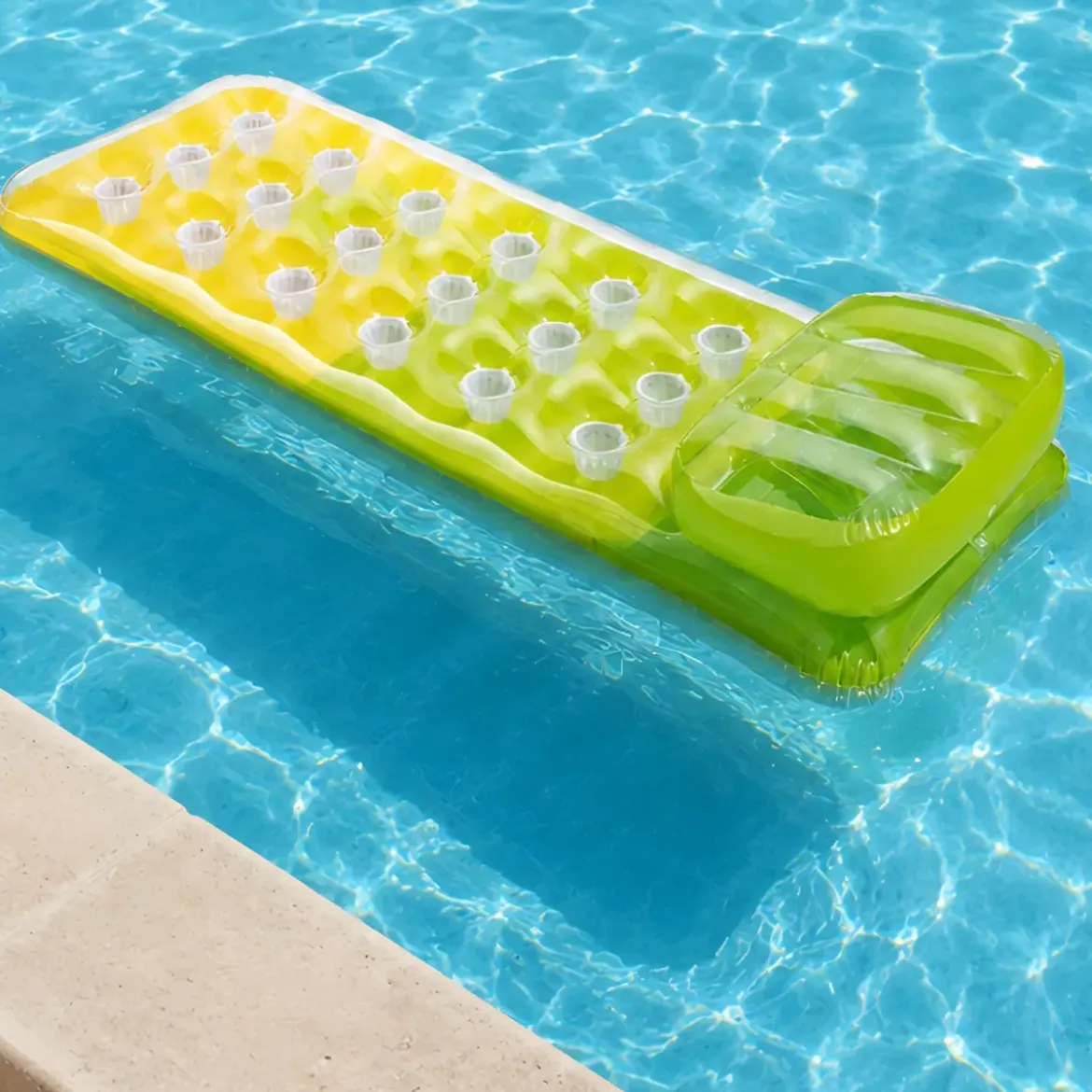 Materassino Gonfiabile Verde Giallo 188x71 cm con Cuscino Piscina Mare
