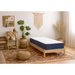 Materasso Singolo 80x190x25 cm Memory Foam Bordo Blu Traspirante