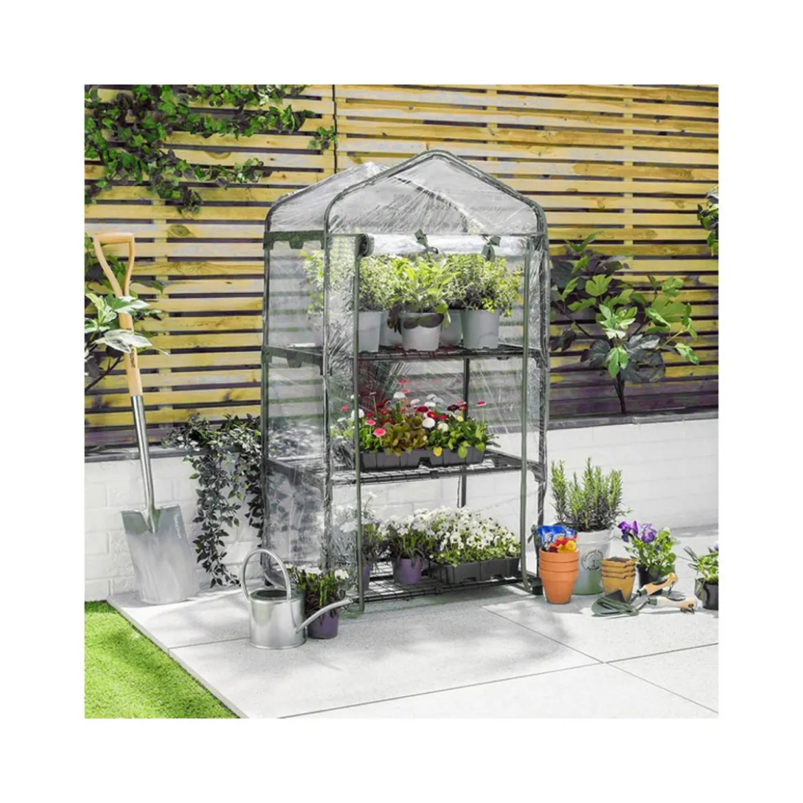 Mini Serra in Acciaio per Piante Copertura in PVC da Giardino o Balcone