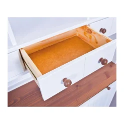Mobile a 3 Ante 3 Cassetti Bianca Credenza Alta con Vetrina da Soggiorno Cucina