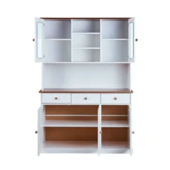 Mobile a 3 Ante 3 Cassetti Bianca Credenza Alta con Vetrina da Soggiorno Cucina