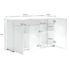 Mobile a 3 Ante con Ripiani Credenza 135x38x80 cm Bianco Lucido