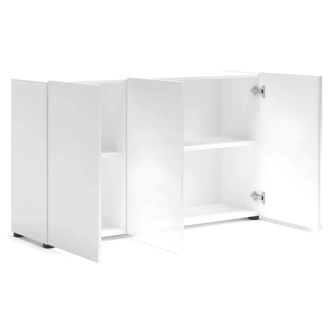 Mobile a 3 Ante con Ripiani Credenza 135x38x80 cm Bianco Lucido