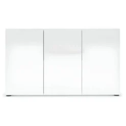 Mobile a 3 Ante con Ripiani Credenza 135x38x80 cm Bianco Lucido