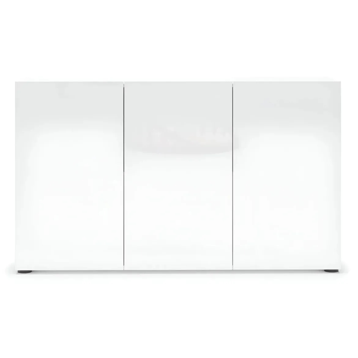 Mobile a 3 Ante con Ripiani Credenza 135x38x80 cm Bianco Lucido