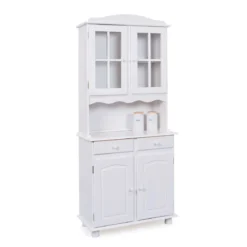 Mobile Alto 2 Ante Cassetti Bianco Credenza Vetrina da Soggiorno Cucina Rustico