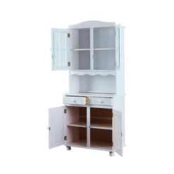 Mobile Alto 2 Ante Cassetti Bianco Credenza Vetrina da Soggiorno Cucina Rustico