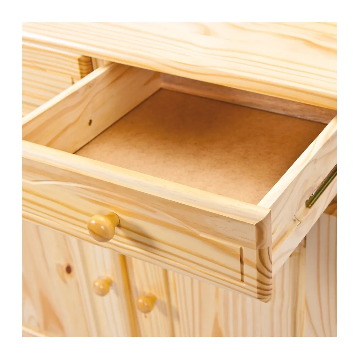 Mobile Alto Credenza Vetrina 3 Ante 3 Cassetti Legno da Soggiorno Cucina Rustico