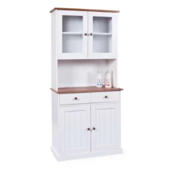 Mobile 2 Ante con Cassetti Bianca Credenza Alta Vetrina Ingresso Moderna Legno
