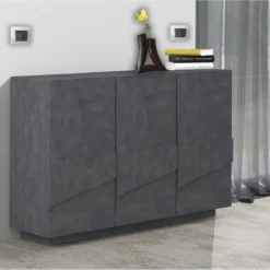 Mobile Ardesia con 3 Ante Credenza Moderna per Soggiorno 120 cm Basso