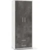 Mobile Armadio Alto 180 cm 2 Ante con Cassetti Bianco Nero in Legno