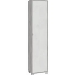 Mobile Armadio 1 Anta 190 Cemento Bianco Ufficio Multiuso Colonna Bagno