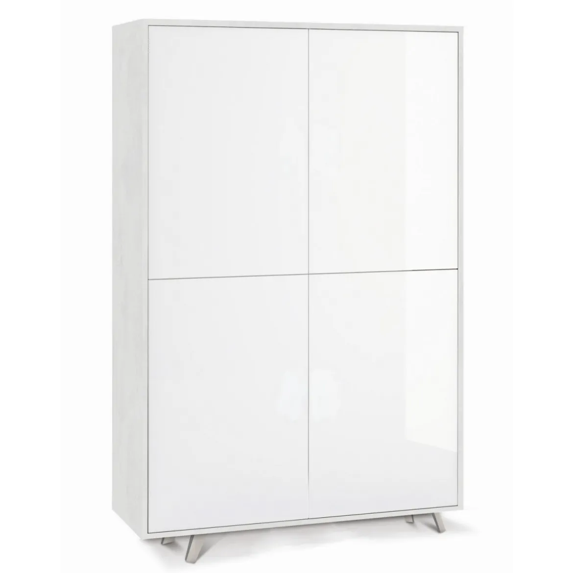 Mobile Armadio Credenza Ripiani 4 Ante Bianco Lucido Soggiorno Madia
