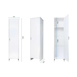 Mobile Bagno a Colonna in PVC Bianco 46,5x49x182 cm Lavanderia
