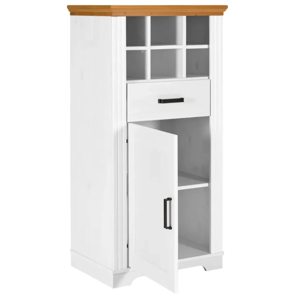 Mobile Bar Armadio da Cucina Portabottiglie in Legno Bianco Rovere