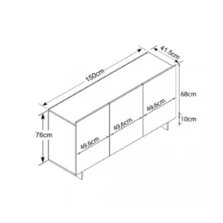 Mobile Basso 3 Ante in Legno Credenza Moderna da Soggiorno Ingresso