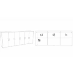 Mobile Basso Bianco Cemento Armadio 6 Ante 200 TV Moderno Credenza Legno