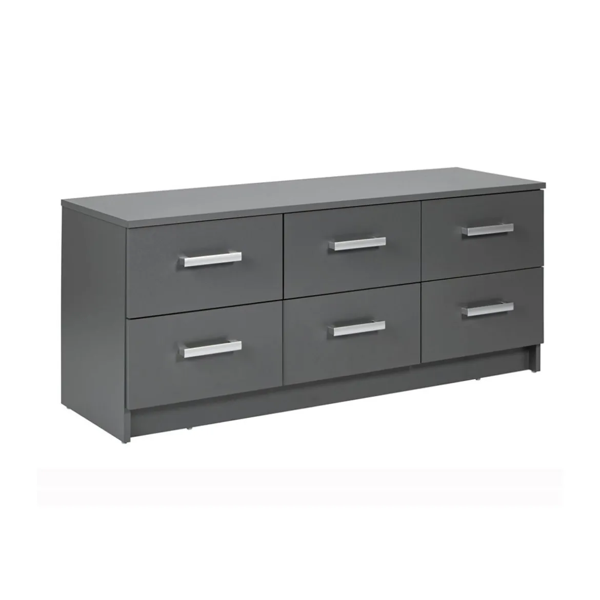 Mobile Basso Cassettiera 120 cm Grigio con 6 Cassetti Mobiletto Porta TV Moderno