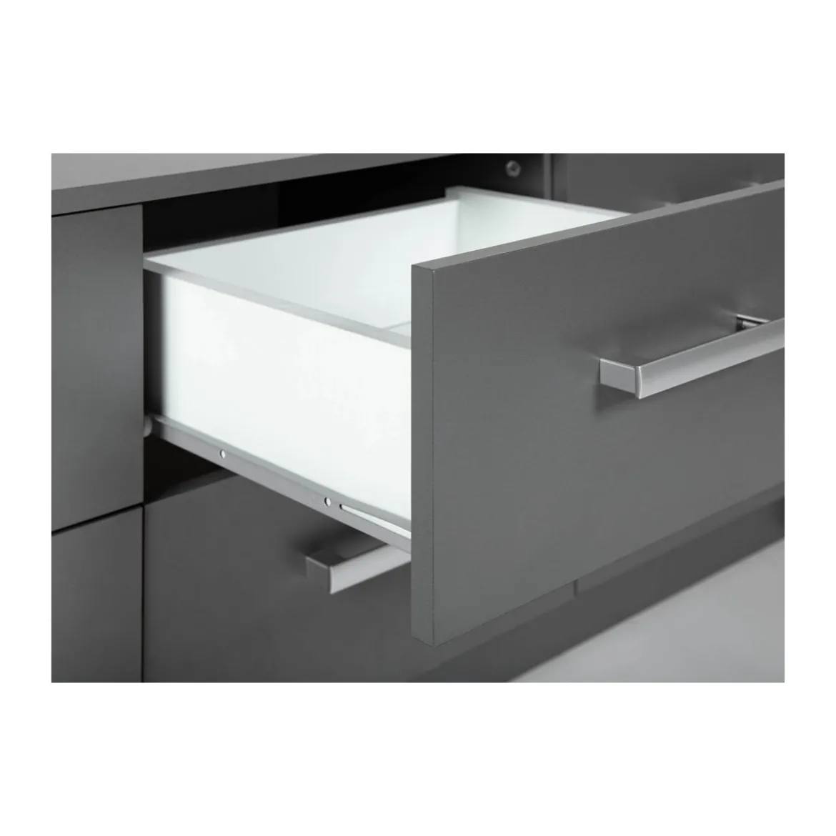 Mobile Basso Cassettiera 120 cm Grigio con 6 Cassetti Mobiletto Porta TV Moderno