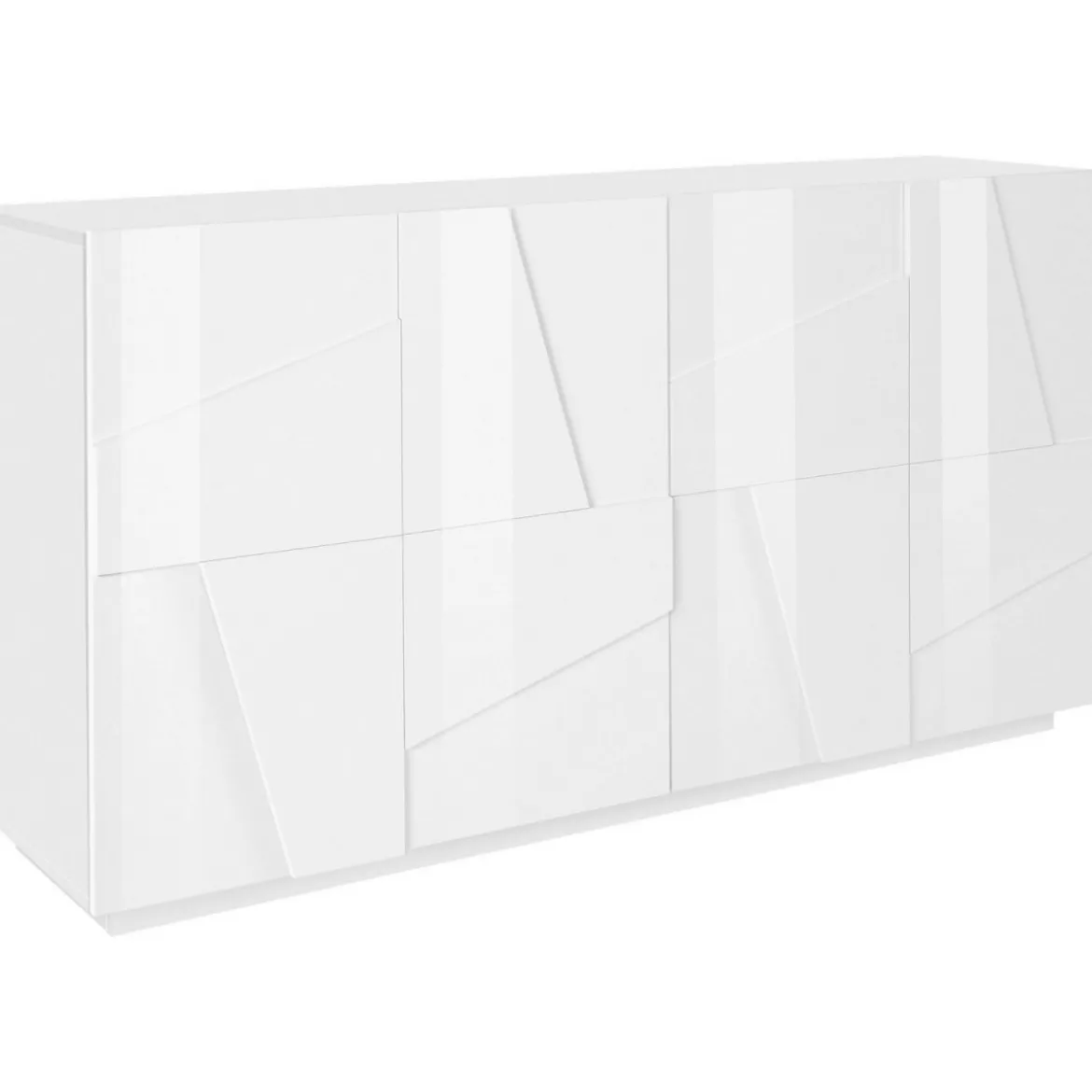Mobile Basso 160 cm Credenza Bianco Laccato Madia in Legno con 4 Ante
