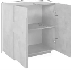 Mobile Basso da Ingresso 80 cm Credenza in Legno Ardesia Madia con Ante