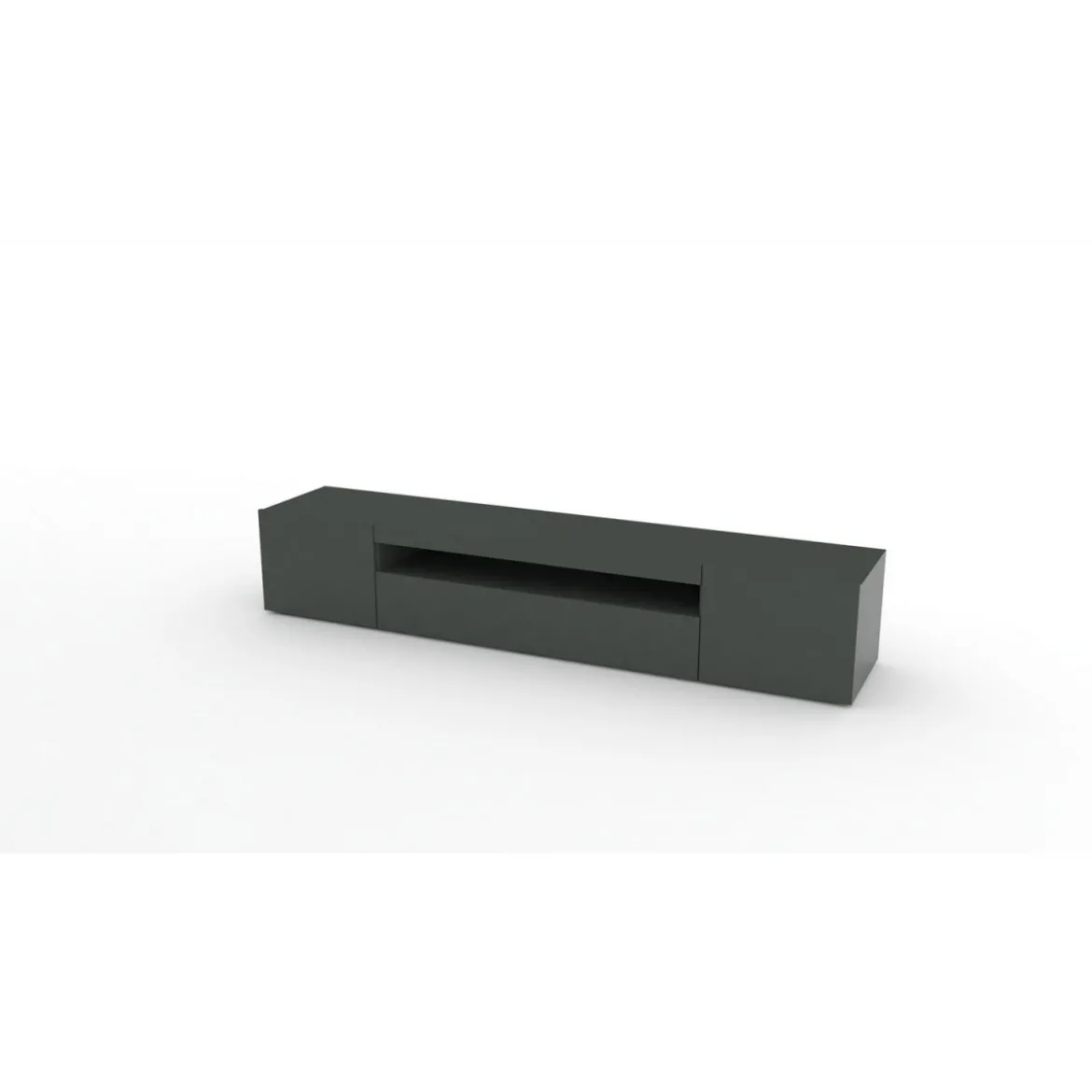 Mobile Basso Moderno Porta TV Antracite Salone con 2 Ante Ribalta Credenza