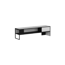 Mobile Basso Porta Tv Bianco e Nero Design Moderno 150x35x42 cm