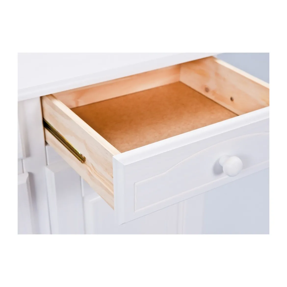 Mobile Bianco 2 Ante 2 Cassetti Credenza in Legno Pino Dispensa Soggiorno Cucina
