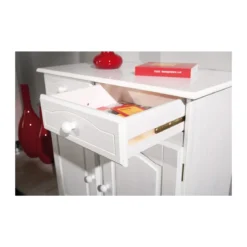 Mobile Bianco 2 Ante 2 Cassetti Credenza in Legno Pino Dispensa Soggiorno Cucina